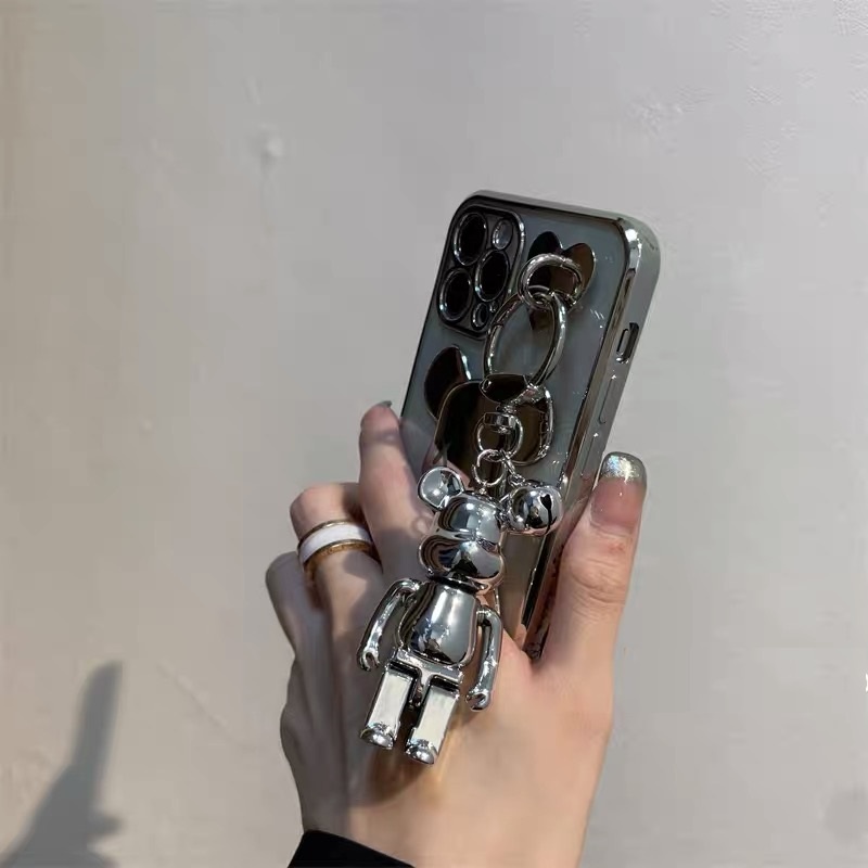 Ốp điện thoại mềm trong suốt in hình gấu có móc khóa thích hợp cho iphone 12 11 pro max xs xr x 7plus 13 promax