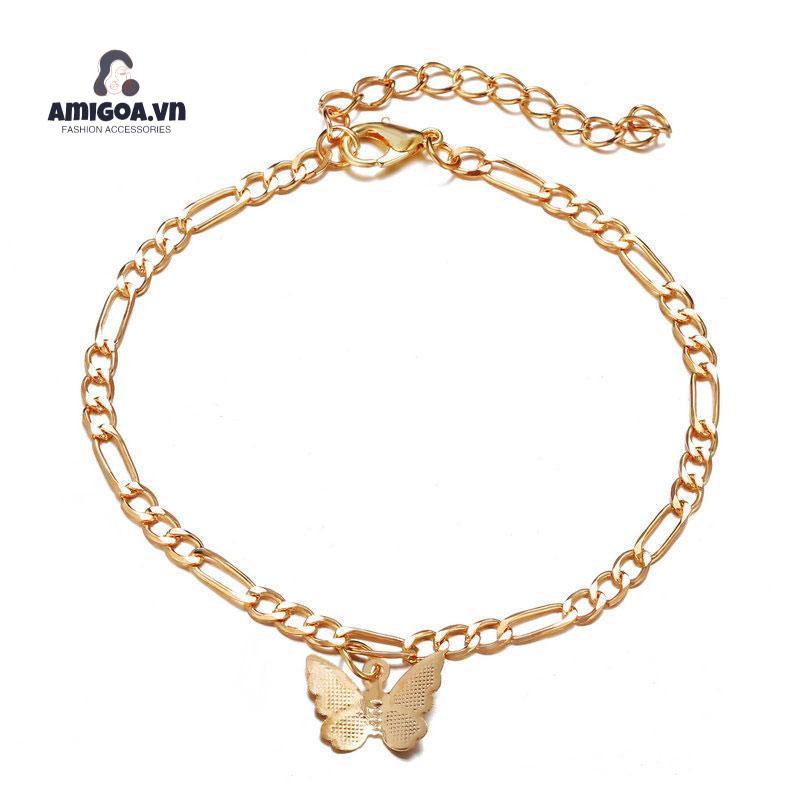 ✨✨Lắc Chân Mặt Hình Bướm Chất Liệu Hợp Kim Phong Cách Retro Đơn Giản