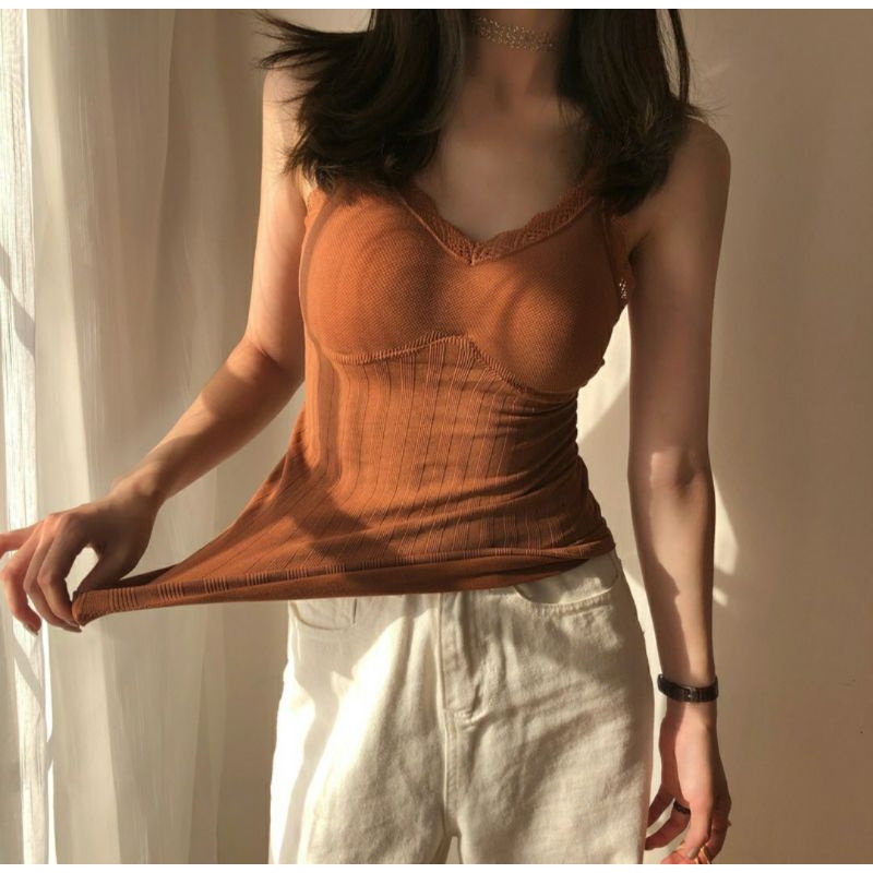 Áo 2 Dây Viền Ren Dáng Dài