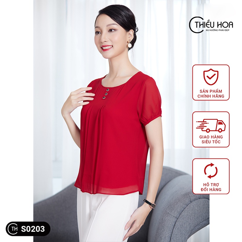 Áo Thun Trung Niên Nữ Đẹp chất liệu mát mẻ thoáng mát, Áo Phông Trung Niên Cao Cấp THIỀU HOA AN1S0203