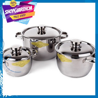 Bộ Nồi 3 Cái 3 Đáy Nắp Inox Fivestar FS06C1