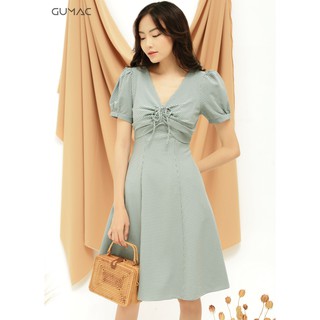 Đầm rút ngực caro GUMAC MS09935_XANH