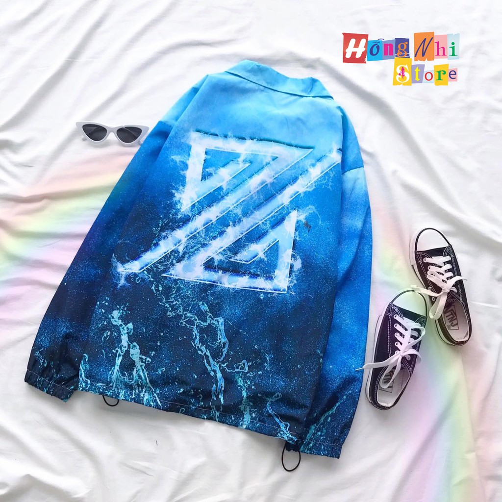 Áo Khoác Dù 3D Lửa Z Nút Bóp Dáng Rộng Unisex - Khoác Dù In Hình Nút Gài Dây Rút Dáng Dài - MM