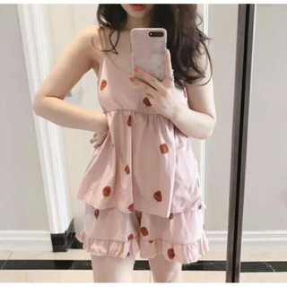 Bộ ngủ nhà quả dâu túi zip cam kết màu như hình có ảnh thật