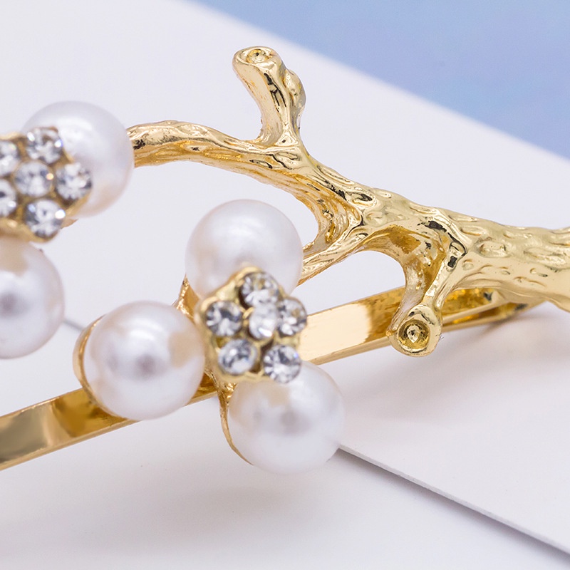 Kẹp tóc đính đá và hạt ngọc trai nhân tạo phong cách Hàn Quốc thời trang