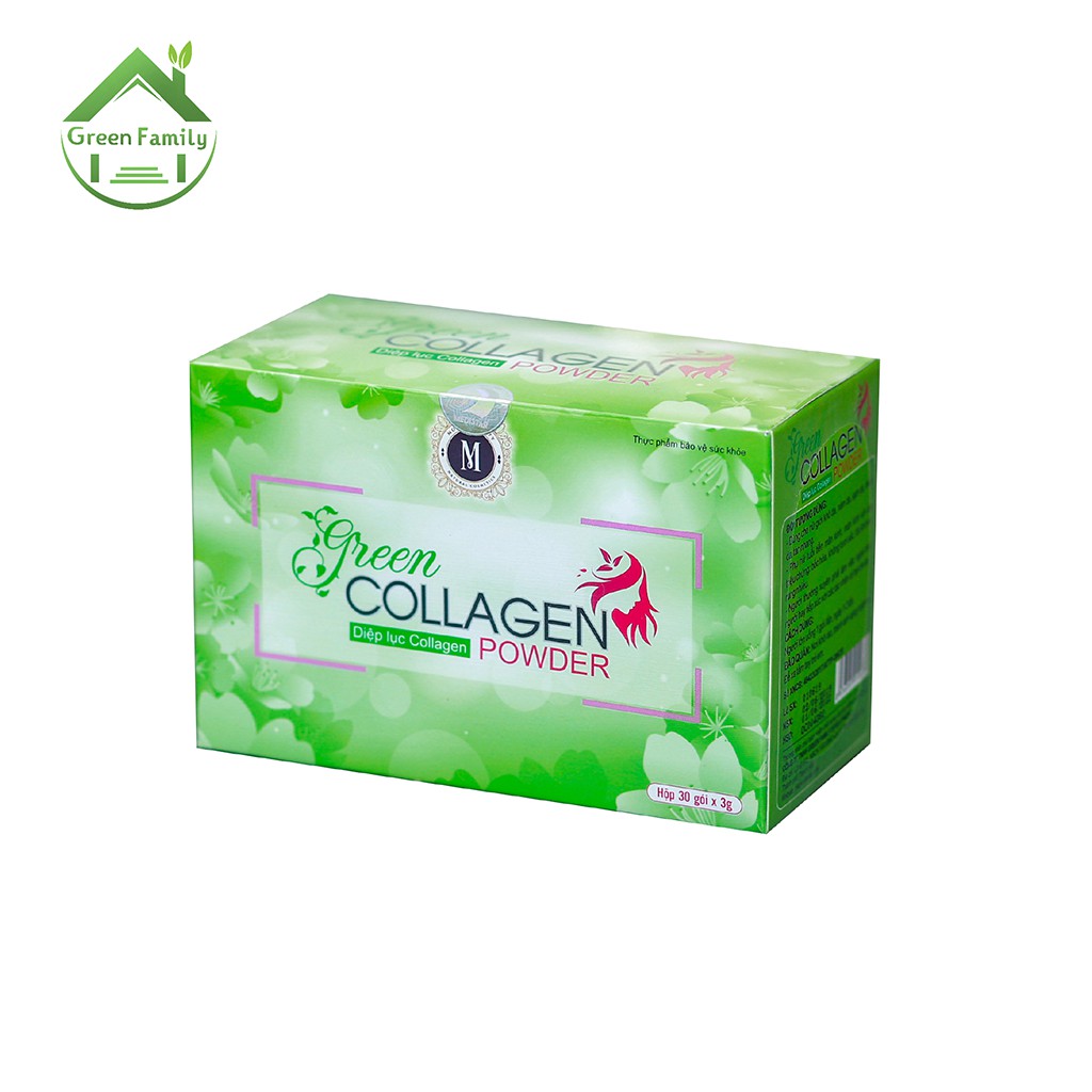 Diệp Lục Collagen HBC GREEN FAMILY Đẹp Da Thanh Lọc Cơ Thể Hộp 30 Gói 60g