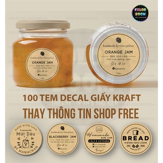 [ THAY TÊN SHOP FREE] 100 Tem Decal Kraft - Homemade with love