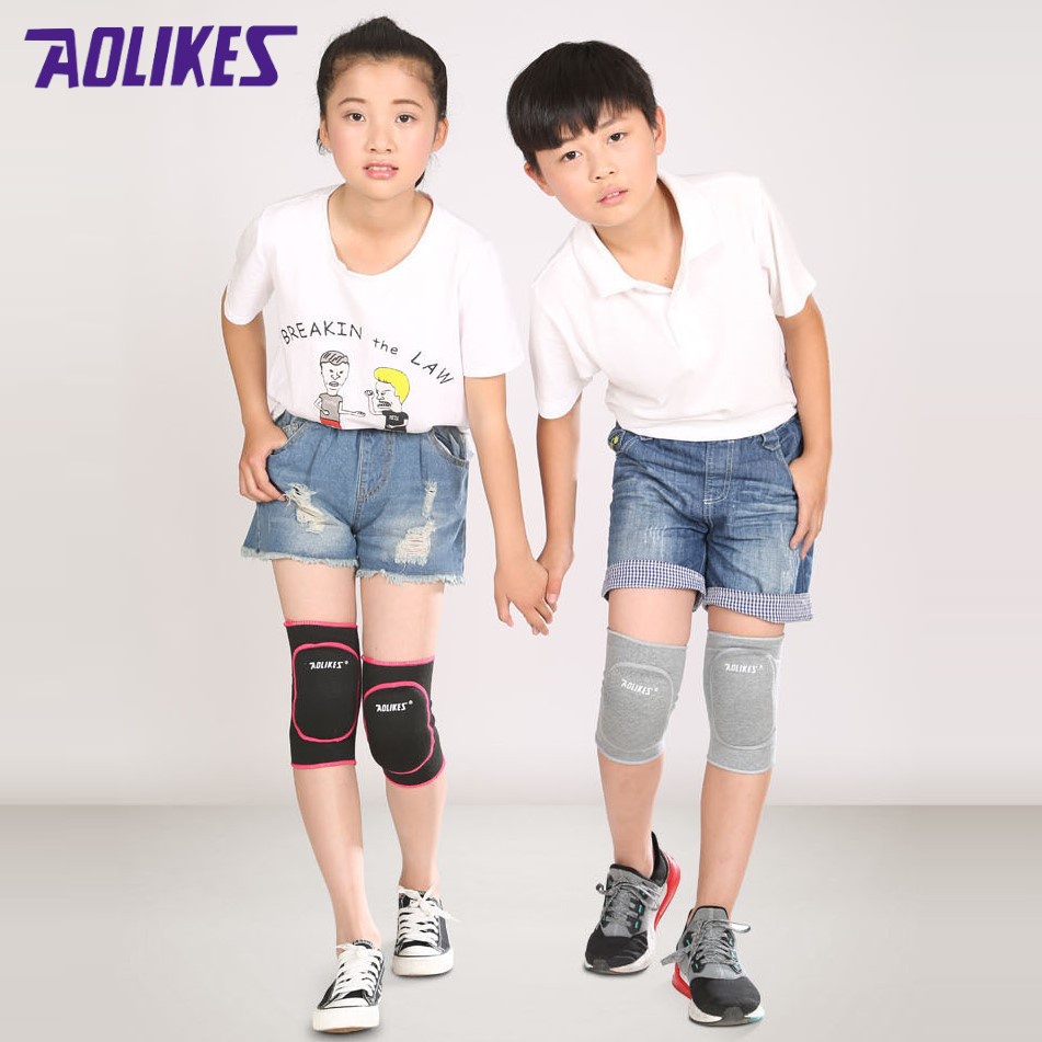 Bó gối trẻ em Aolikes 0218  màu xám , băng bảo vệ đầu gối cao cấp - chính hãng