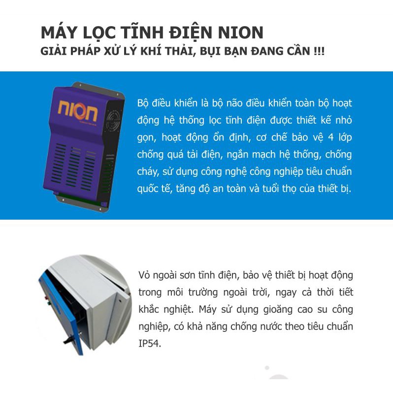 Máy lọc bụi tĩnh điện cho bếp ăn, xưởng sản xuất nhỏ Nion 6000