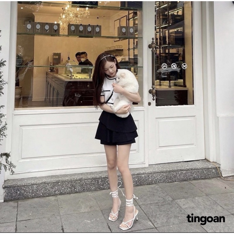 pass Quần váy cạp cao 2 tầng chống nhăn đen tầng tingoan HAZE SKORT pass