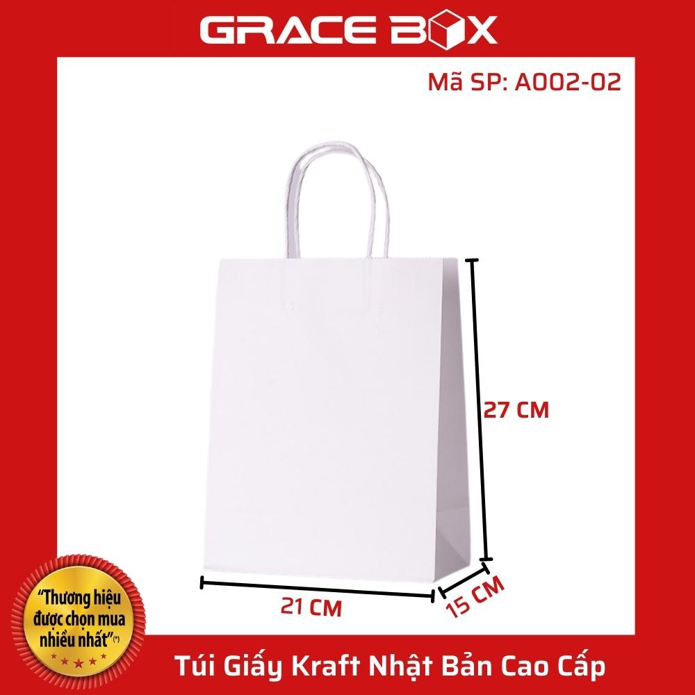 {Giá Sỉ} Túi Giấy Kraft Nhật Bản Cao Cấp - Size 15 x 8 x 20 cm - Màu Trắng - Siêu Thị Bao Bì Grace Box