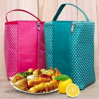 Túi giữ nhiệt Chấm bi size lớn - Túi đựng cơm văn phòng