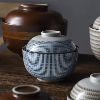Bát có nắp HERRINGBONE phong cách Nhật Bản | 4 mẫu | 40