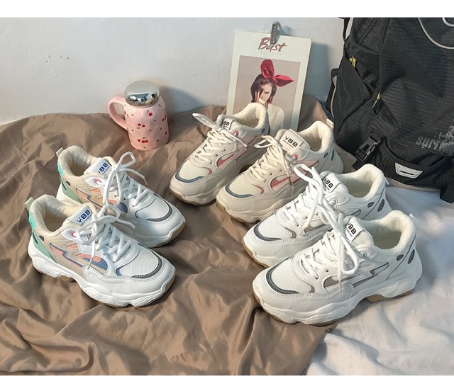 [ORDER 10 NGÀY] GIÀY SNEAKERS BUỘC DÂY NỮ ĐẾ ĐỘN PHẢN QUANG ĐẾ NÂU DỄ PHỐI | BigBuy360 - bigbuy360.vn