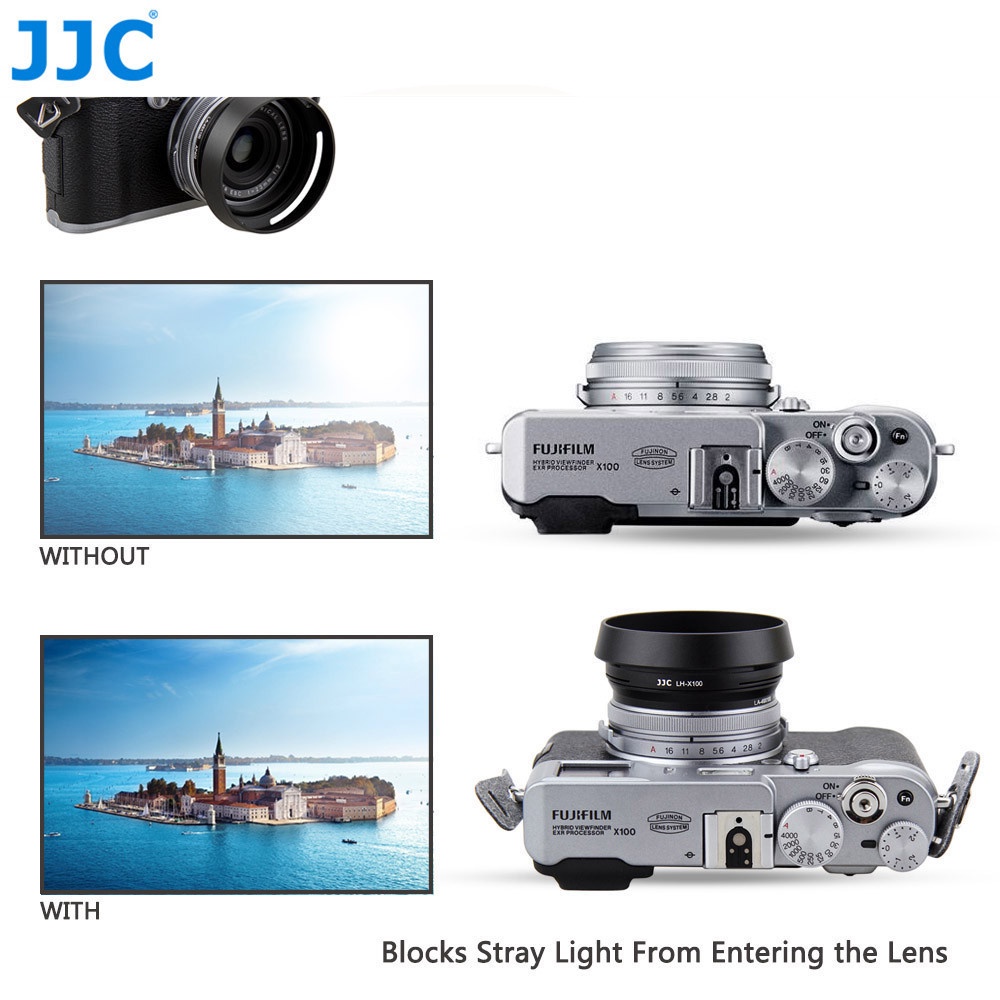 Loa che nắng ống kính máy ảnh JJC LH-X100/ AR-X100 kim loại 49mm cho Fuji Fujifilm X100V X100F X100T X100S X100 X70