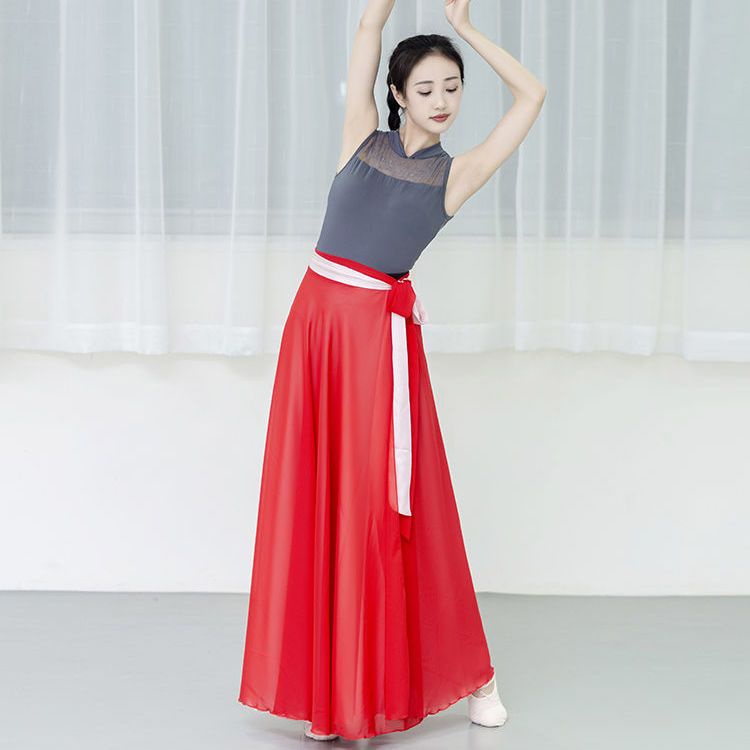 [M &amp; E] Chân Váy Voan Satin Hai Mặt Cỡ Lớn Phong Cách Bắc Trình Diễn Nhảy Múa Bắc Trình Diễn 720 Độ