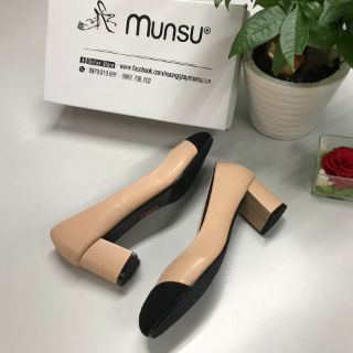 🆕️Giày Munsu_ Giày bít mũi tròn gót vuông 5cm