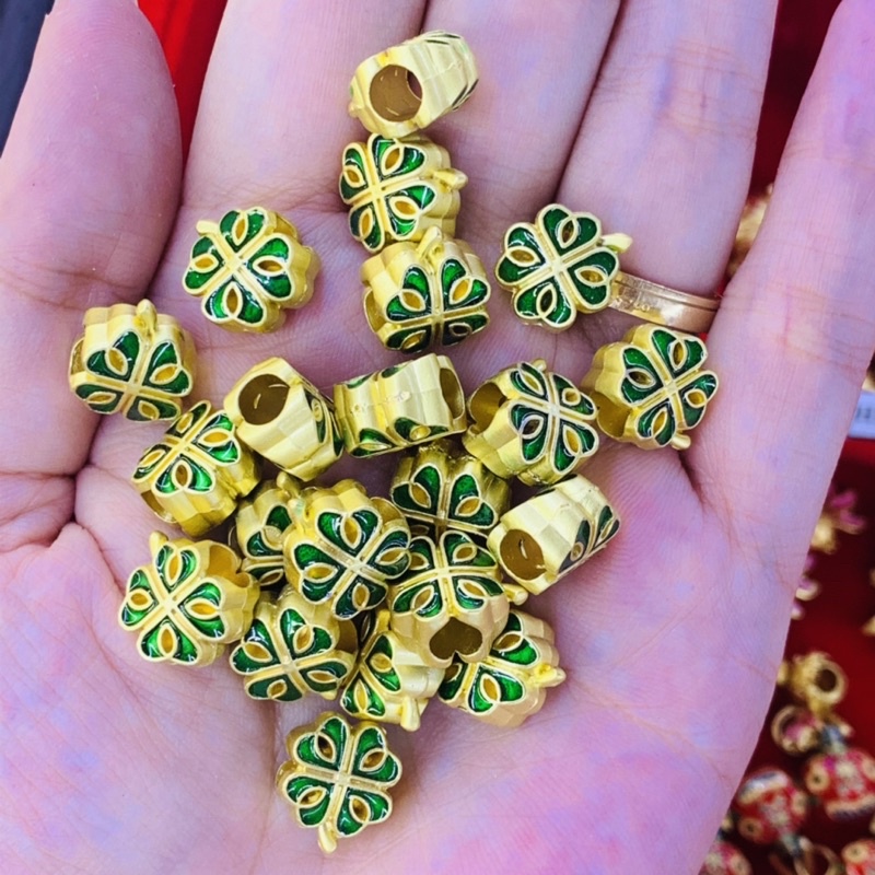 Charm Cỏ Bốn 4 Lá Xanh May Mắn làm vòng DIY