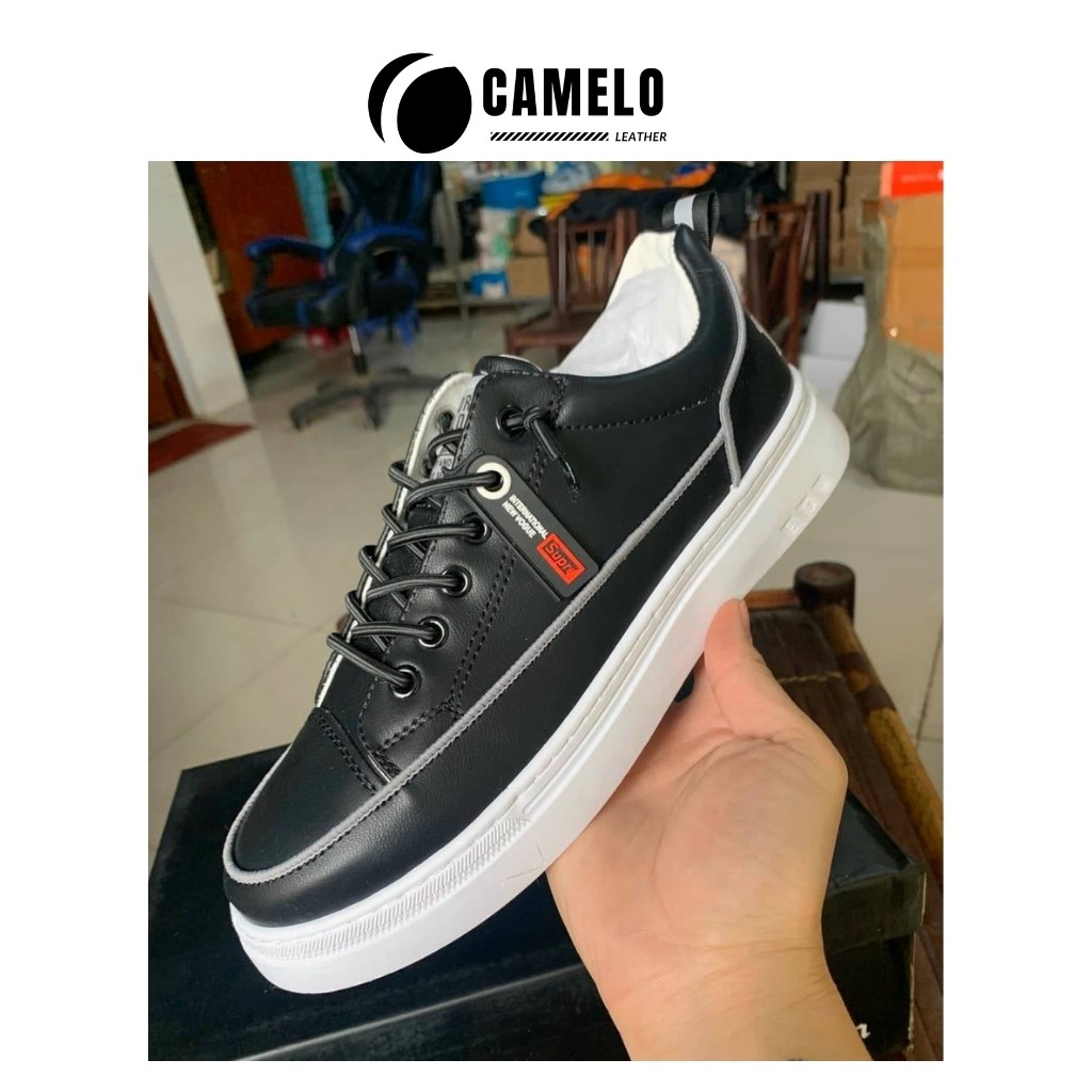 Giày Sneaker Thể Thao Da Đen Cao Cấp-Giày Sneaker Phong Cách Hàn Quốc CAMELO BC02T | BigBuy360 - bigbuy360.vn