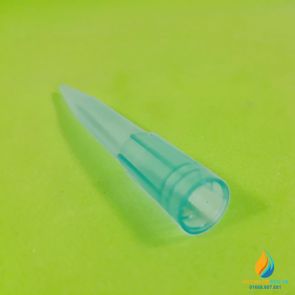 Túi 500 cái đầu côn pipet hút, loại 1ml, nhựa PP màu xanh tiệt trùng