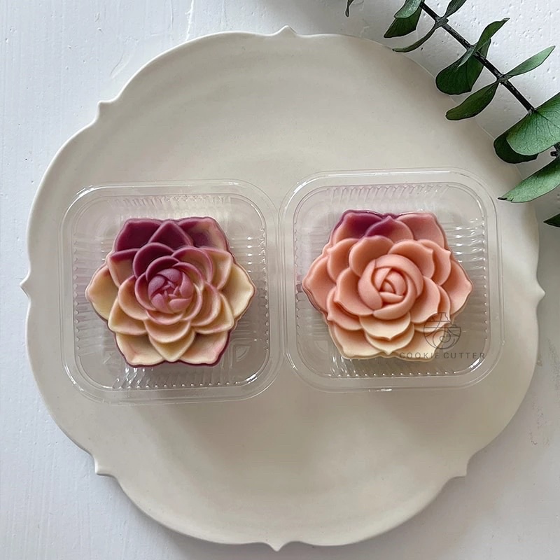 Khuôn trung thu lò xo 2 mặt hoa hồng 75g - 150g 2022