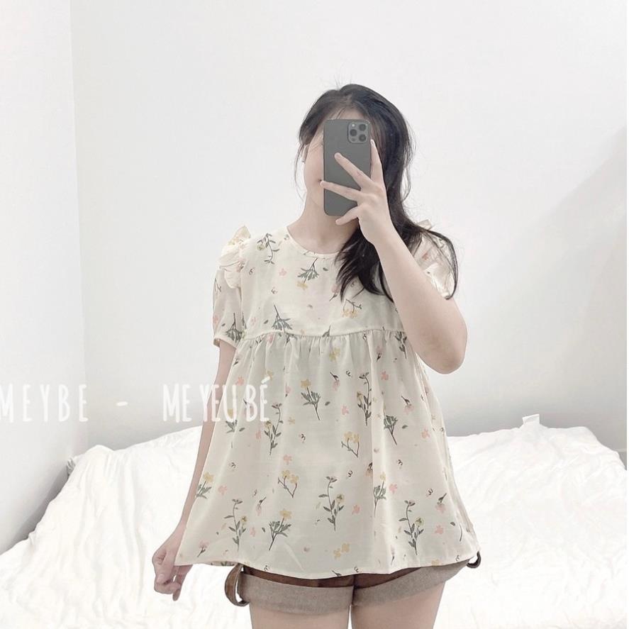 Áo Bầu mùa hè công sở vải đũi lạnh thiết kế Hoa Nhí cực xinh