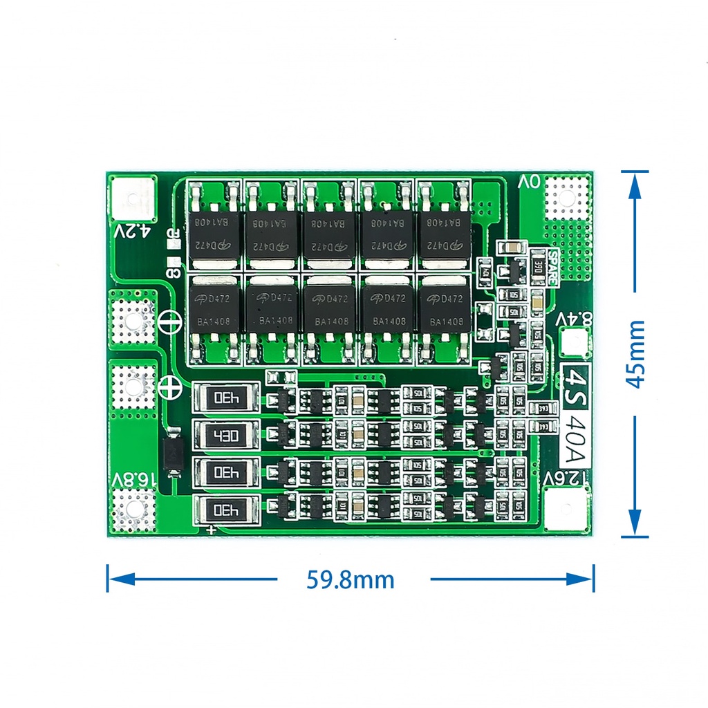 Bảng Sạc Pin Li-ion 3S/4S 40A 60A 18650 BMS Cho Động Cơ Khoan 11.1V 12.6V/14.8V 16.8V