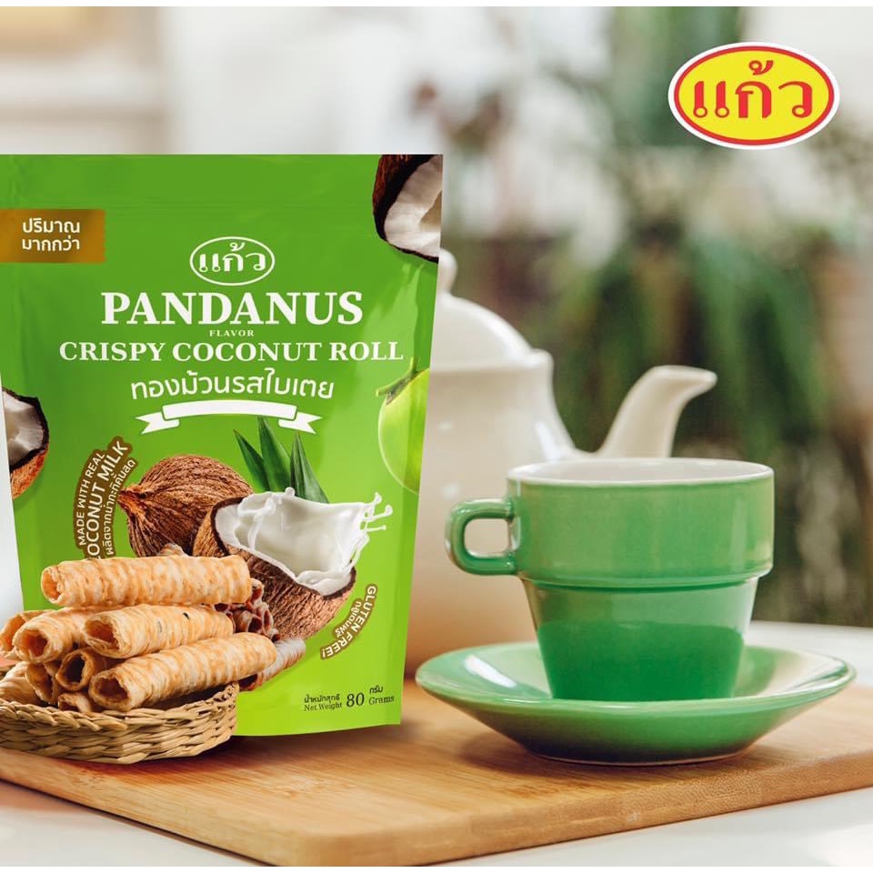 Bánh Cuộn Dừa Nhập Khẩu Thái Lan Vị Lá Dứa Thơm Ngon Túi Zip