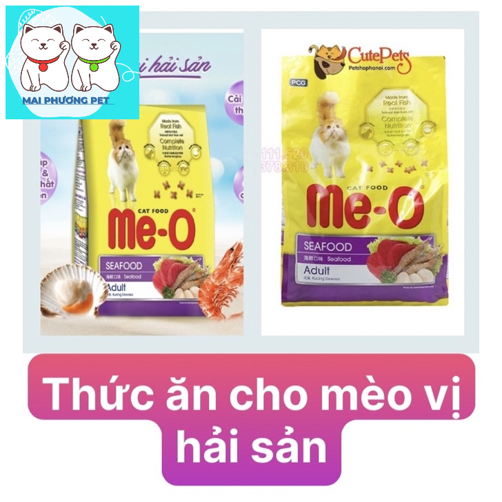 ￼Thức Ăn cho mèo Me-O Adult 350g Vị Hải sản Cá Ngừ Cá thu Hạt cho mèo trưởng thành