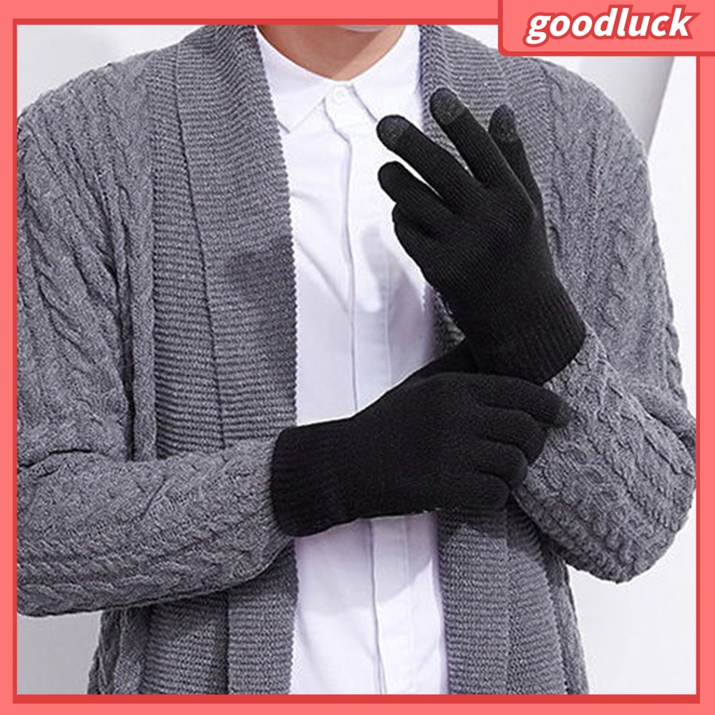 1 Đôi Găng Tay Mùa Đông Bằng Sợi Spandex Acrylic Siêu Ấm Chống Trượt Có Thể Chạm Màn Hình Cảm Ứng Dành Cho
