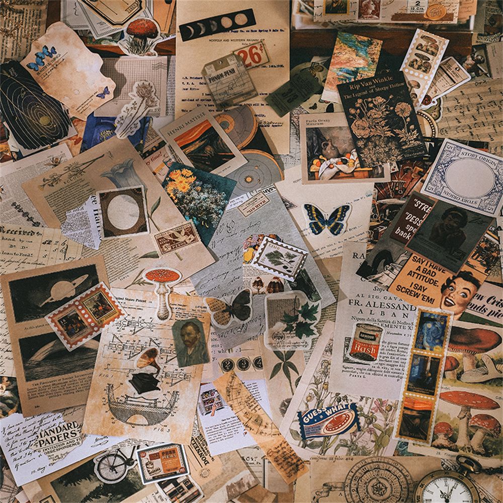 Set 200 Miếng Dán Trang Trí Sổ Tay Phong Cách Retro Diy