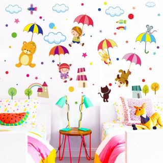 Decal dán tường thú nhảy dù