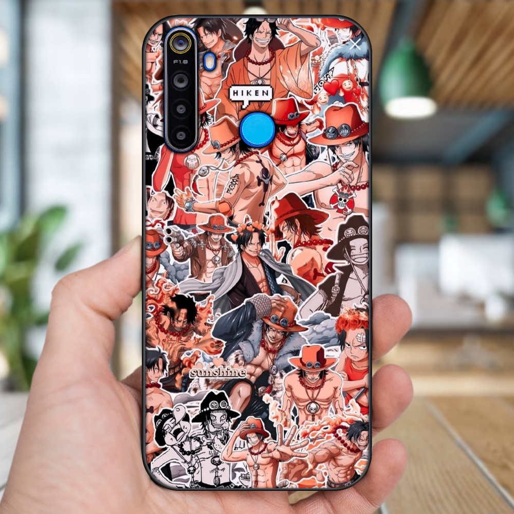 Ốp lưng Realme 5, 5 Pro viền đen in hình Ace One Piece