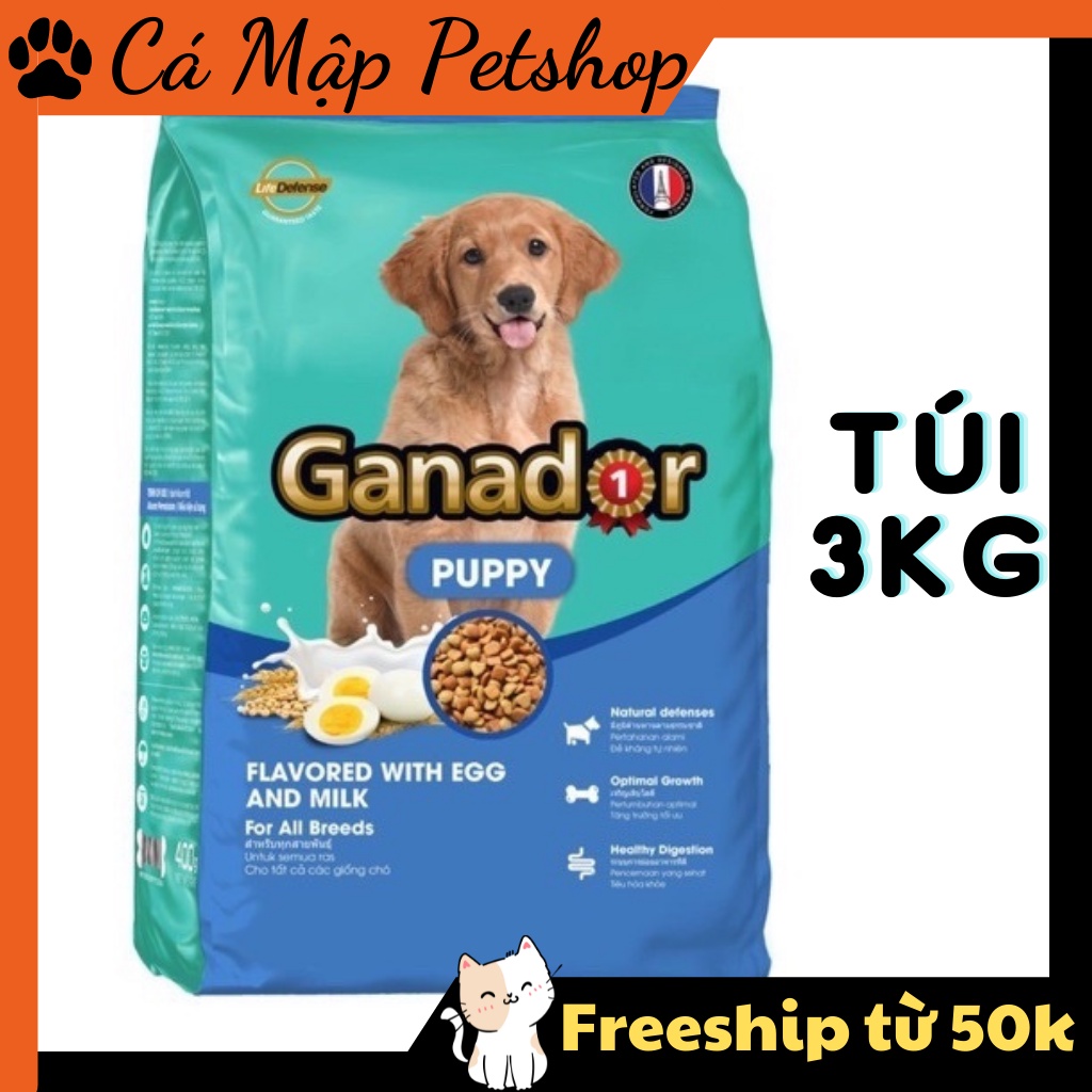 Hạt cho chó Ganador Puppy Vị Trứng &amp; Sữa Dành Cho Chó Con - Túi 3kg