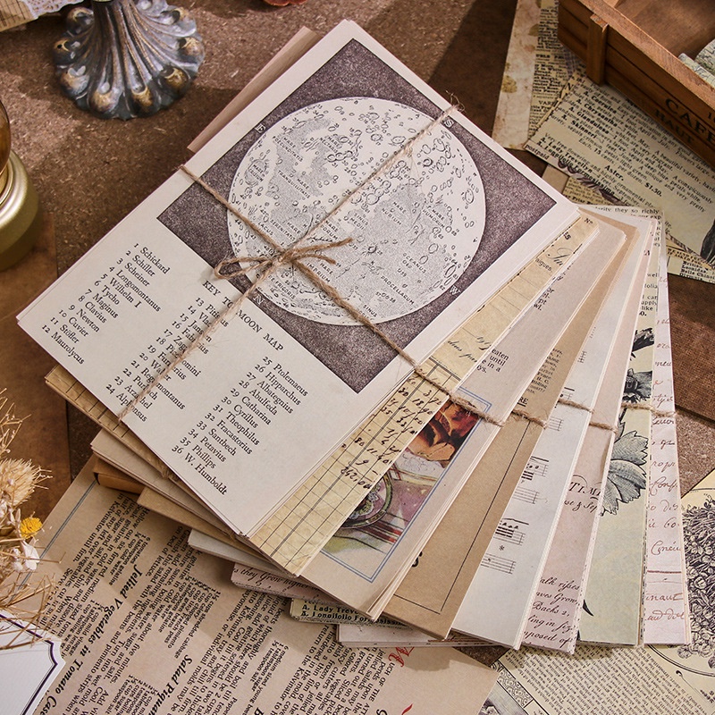 Set 30 tấm giấy nền cổ điển retro CHỮ VINTAGE 20x14cm hoài cổ trang trí Sổ Bullet Journal Scrapbook thư thiệp quà