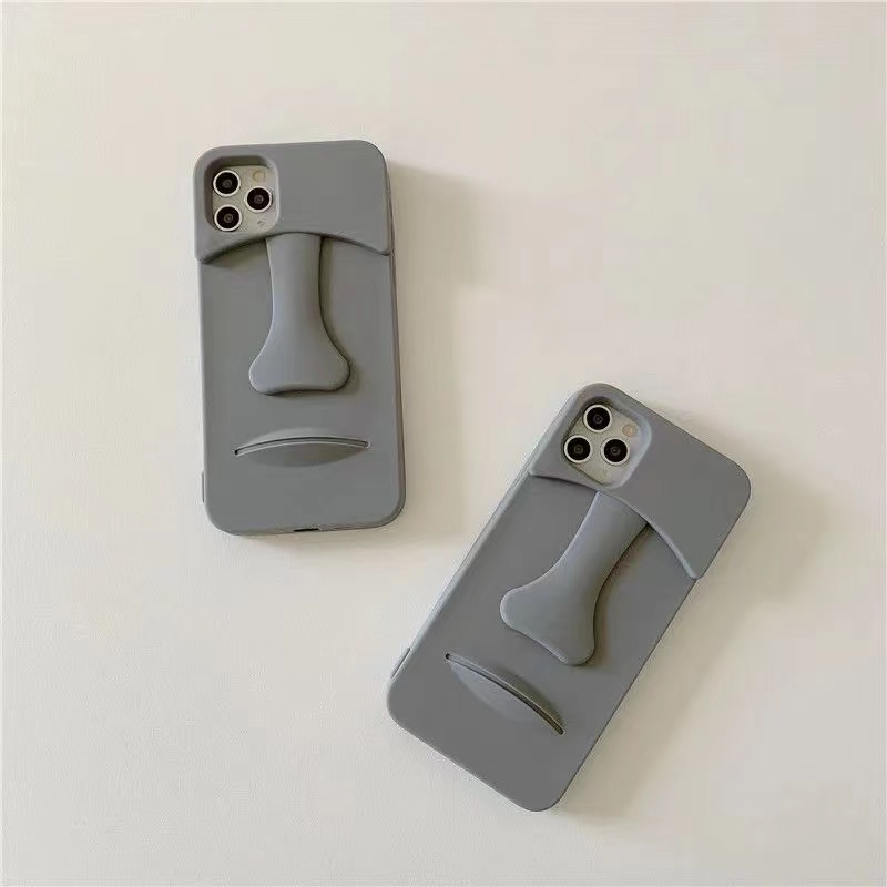Ốp Điện Thoại Silicon Dẻo Màu Xám Họa Tiết Vân Đá 3D Độc Đáo Chống Sốc Cho iPhone 14 / 13 / 12 / 11 / X / 8 / 7P