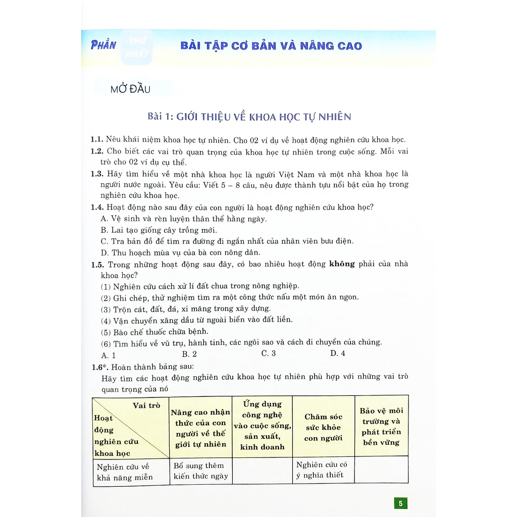 Sách Bài Tập Cơ Bản Và Nâng Cao Khoa Học Tự Nhiên 6