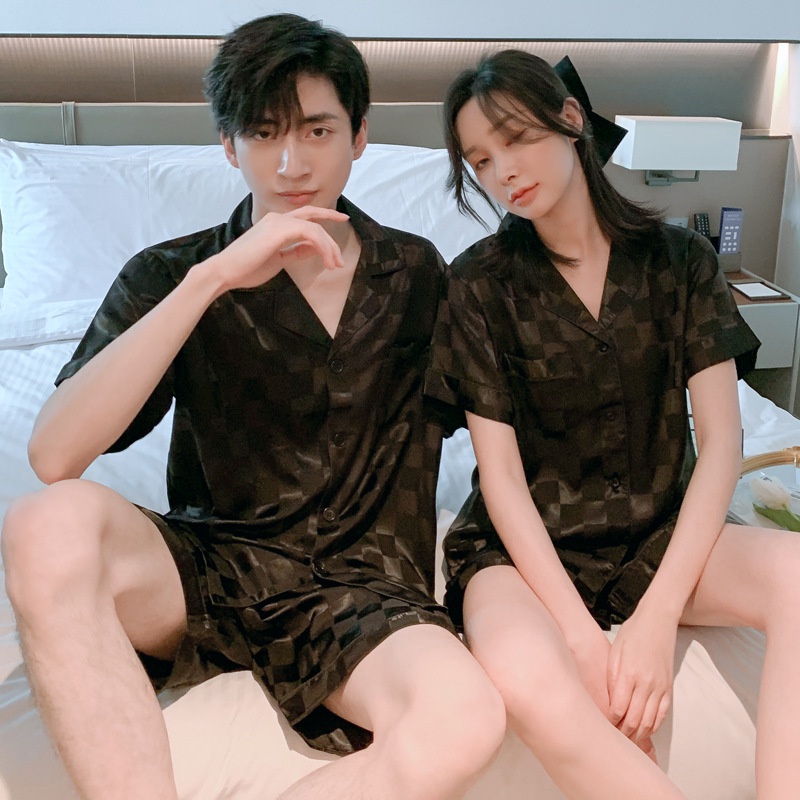 Đồ Cặp Pijama Nam Nữ   Đồ Đôi Lụa Mùa Hè Ngắn tay Mềm Mịn  IVY311