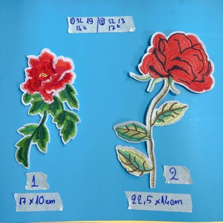Sticker ủi,patch ủi,hình ủi cành hoa lá đỏ phụ kiện may mặc trang trí quần áo, handmade,DIY