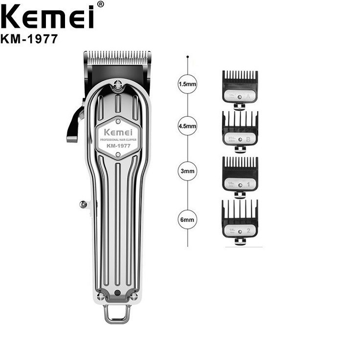 Tông Đơ Cắt Tóc Bấm Tóc Chuyên Nghiệp Kemei KM1977 Pin Lithium