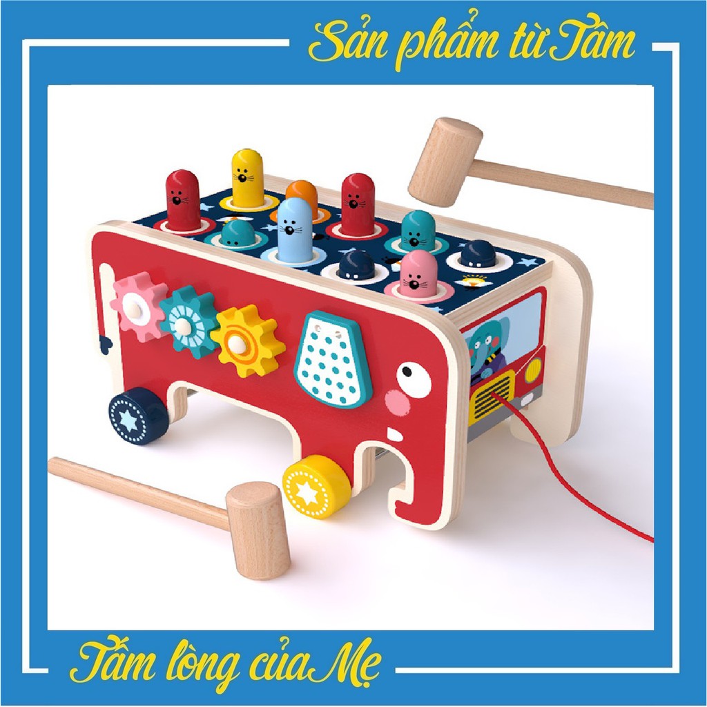 [SIÊU PHẨM 3 IN 1] Đồ Chơi Gỗ - Đập Chuột Kèm Đàn, Kèm Bánh Răng Xoay Bằng Gỗ Cho Bé Phát Triển Trí Tuệ