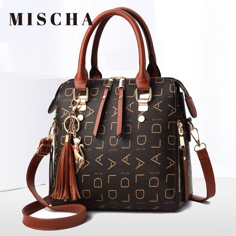 MISCHA Túi Xách Da PU Cỡ Lớn Phong Cách Phương Tây Thời Trang Cho Nữ