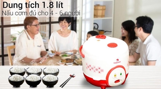 [Mã ELHA22 giảm 6% đơn 300K] Nồi cơm điện Happycook 1.8 lít HC-180A Đỏ ( trưng bày)