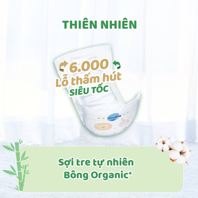 Tã/bỉm Quần/Dán Molfix thiên nhiên bông Organic tự nhiên size XL62 tặng 8 ( 12-17kg )