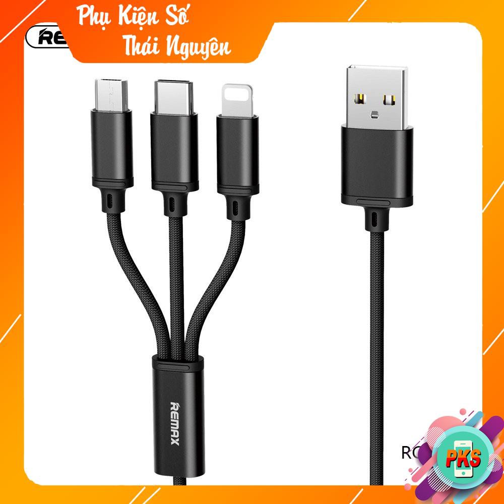 Cáp Sạc 3 Đầu Remax RC131TH ✓ Lightning-Micro USB-TypeC ✓ Hàng Chính Hãng Chống Rối Chống Đứt ( Bảo hành 12 tháng)