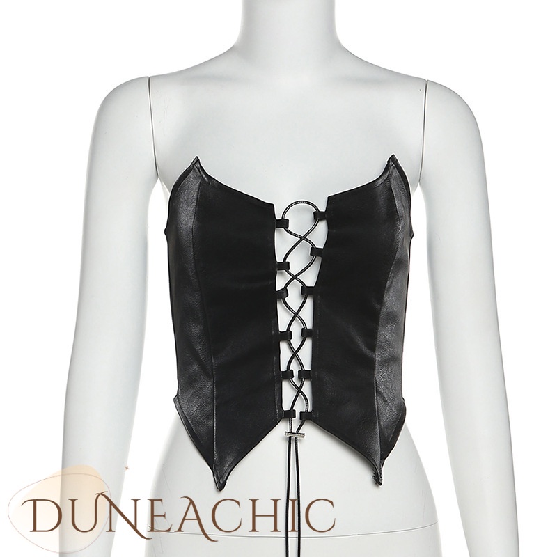 DUNEA Áo Ống Không Tay Thắt Nơ Quyến Rũ Cho Nữ