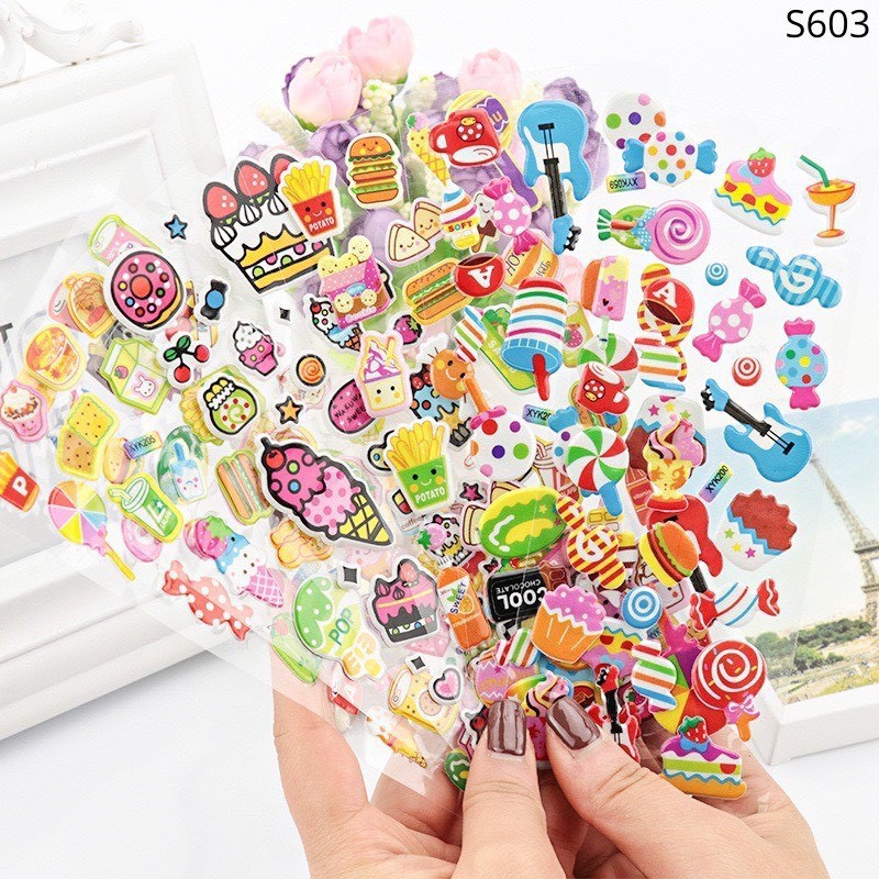 COMBO 5 Vỉ Sticker Hình Dán Hoạt Hình Các Mẫu Cho Bé Chơi Thỏa Thích