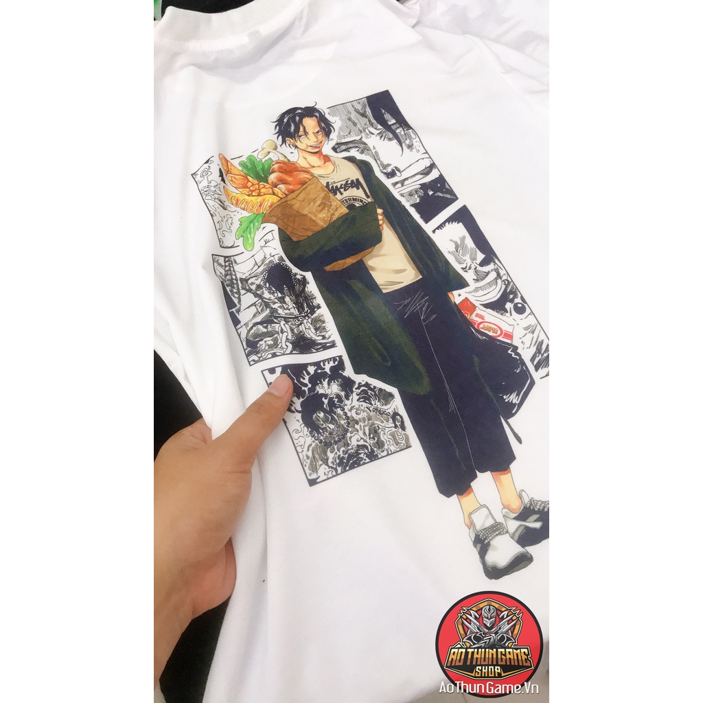 Áo one piece ace nam nữ Áo thun one piece ace trắng đen form rộng unisex cotton co giãn thoáng mát TGAG 03