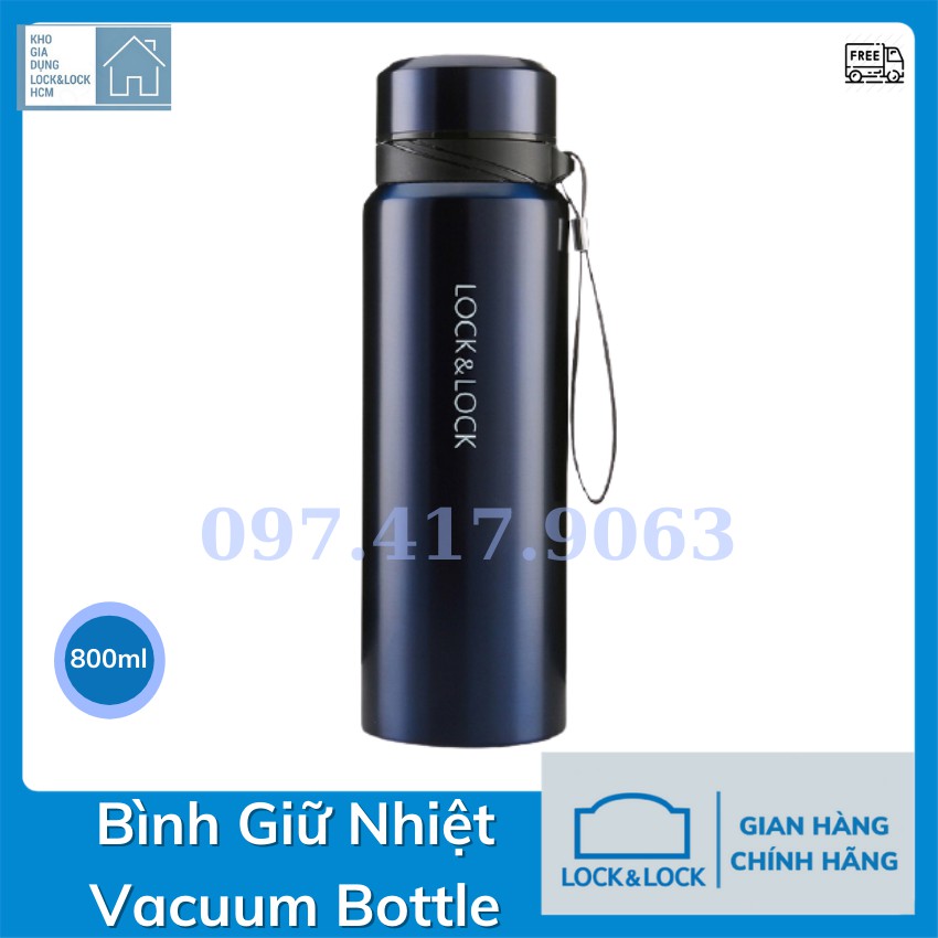 Bình Giữ Nhiệt Thép Không Gỉ 🍓🍓 Vacuum Bottle 🍓🍓 Lock&Lock LHC6180FU (800ml) Xanh Đậm