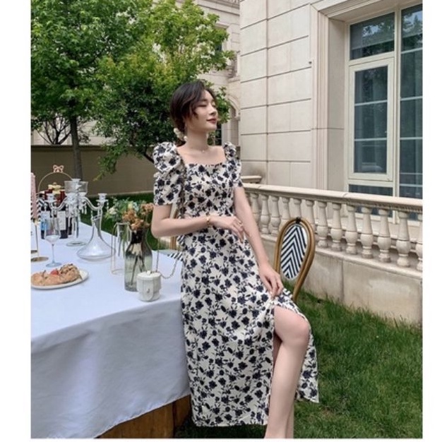 Hàng Nhập Khẩu Đầm maxi Hàn Quốc mini In Hoa Phong Cách vintage Nhập Khẩu Từ Hàn Quốc